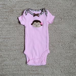 Child of Mine by Carter's Monkey with Leopard Detail Short Sleeve Bodysuit P